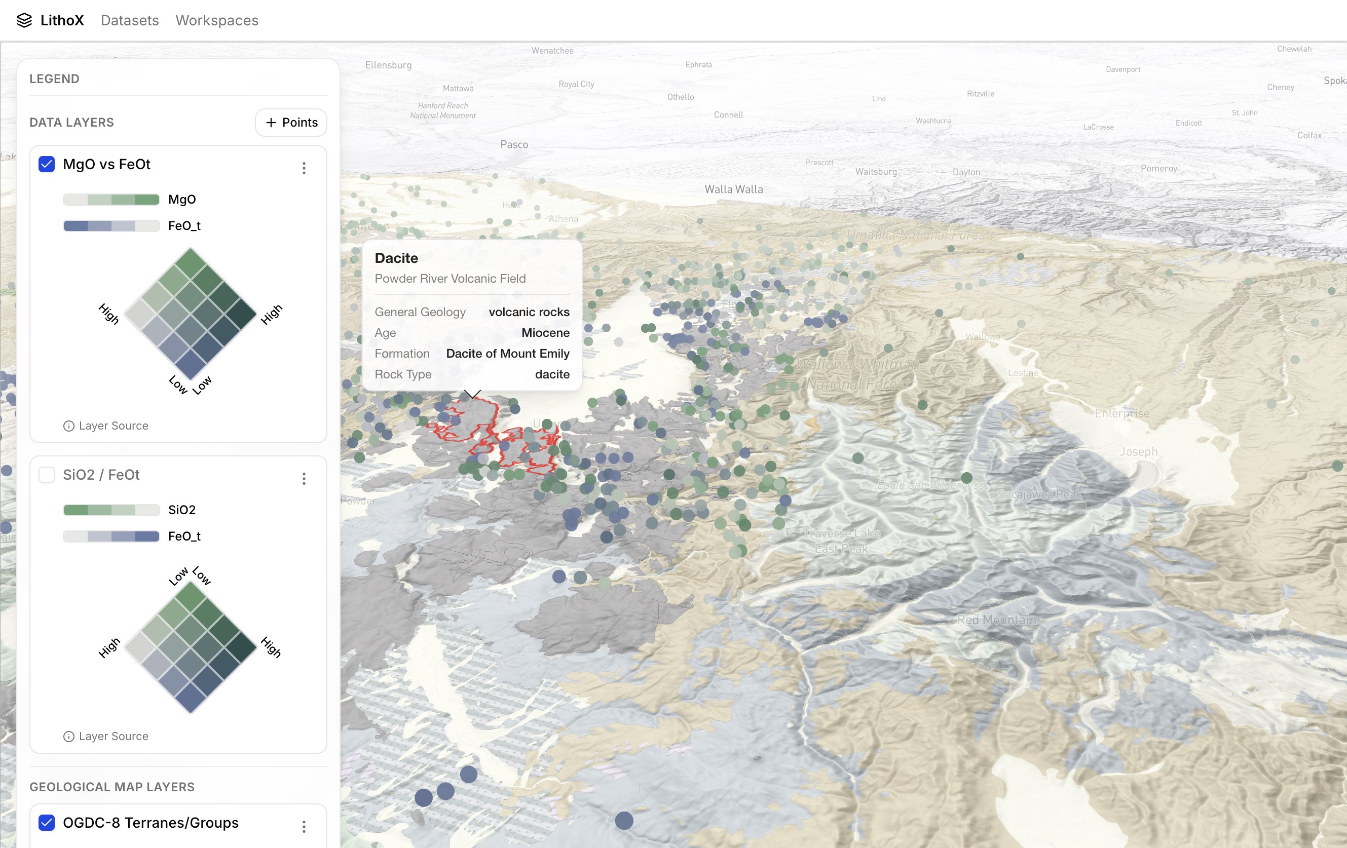 LithoX GIS geochemical map displayed interactively on an iPad during a poster session