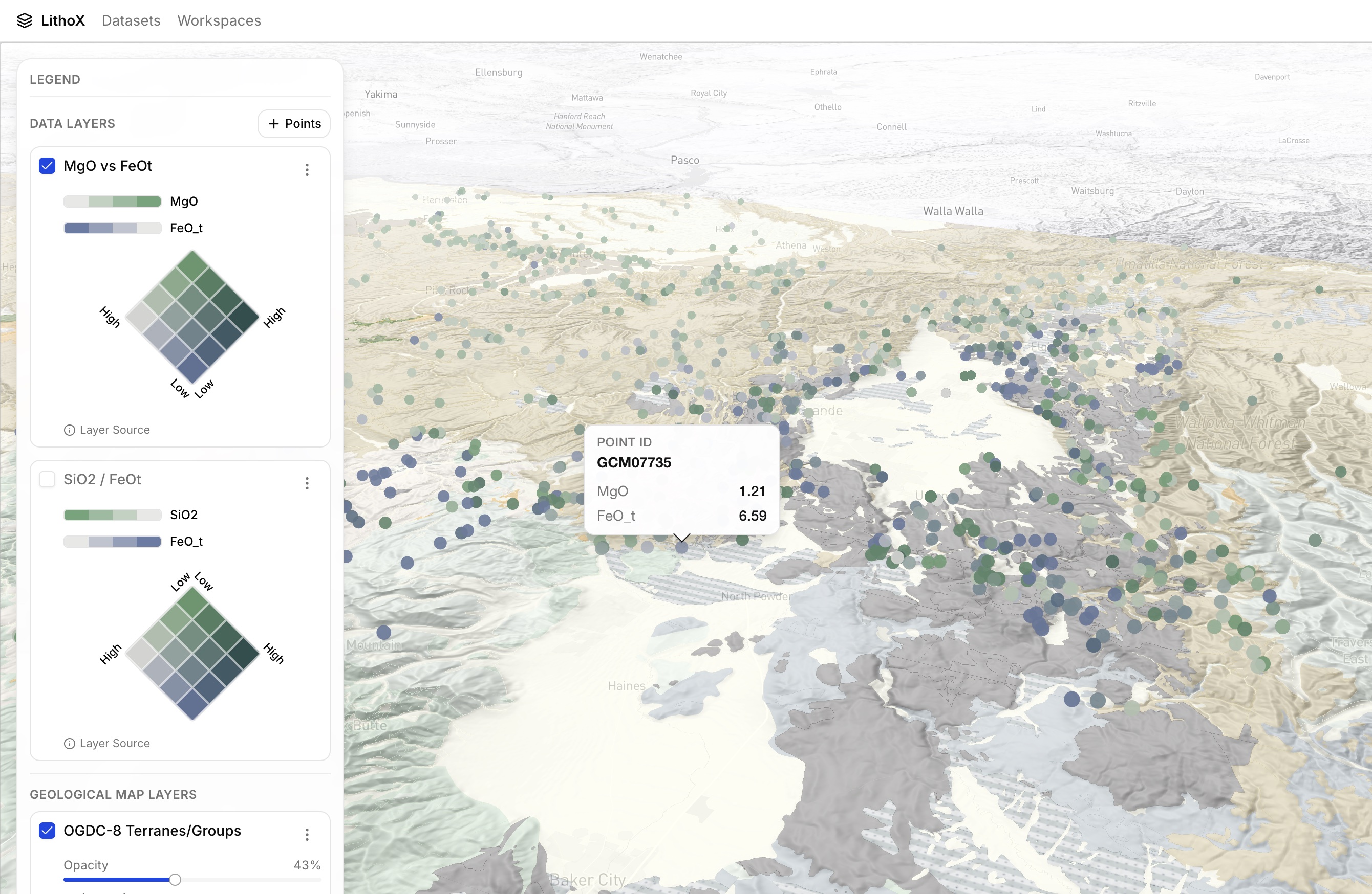 LithoX GIS geochemical map displayed interactively on an iPad during a poster session
